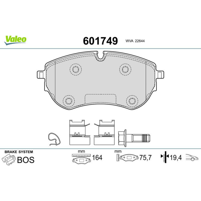 Valeo Bremsbelagsatz 601749 Valeo Bremsbelagsatz 601749
