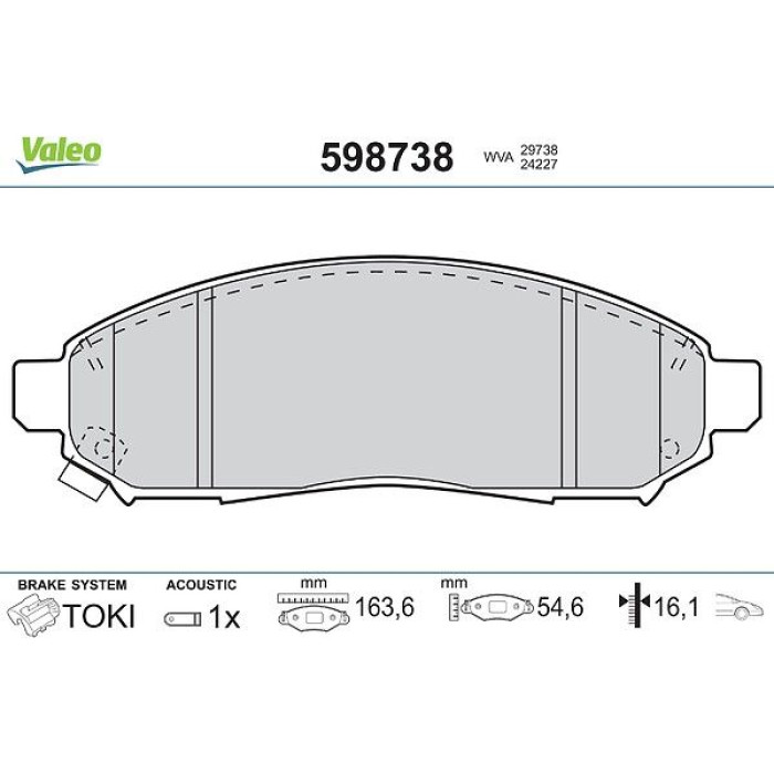 Valeo Bremsbelagsatz 598738 Valeo Bremsbelagsatz 598738