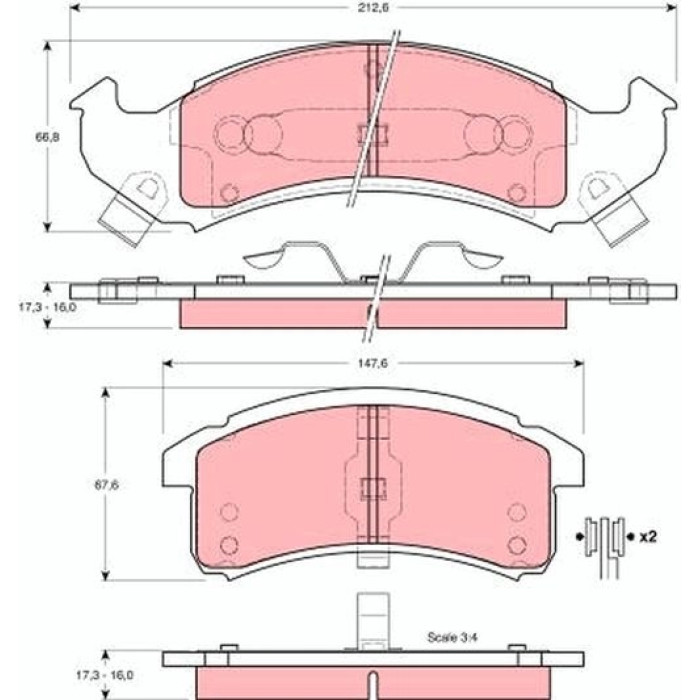 TRW Bremsbelagsatz Chevrolet P. Camaro 92-98/Lumina Apv 89-96 GDB4054 TRW Bremsbelagsatz Chevrolet P. Camaro 92-98/Lumina Apv 89-96 GDB4054