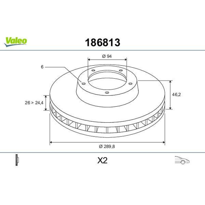 Valeo Bremsscheibe 186813 Valeo Bremsscheibe 186813