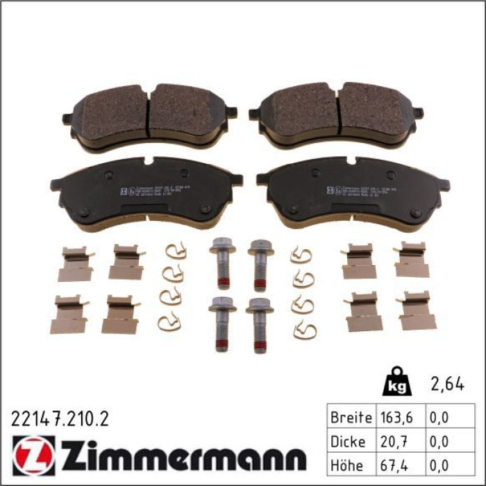 ZIMMERMANN Bremsbelagsatz, Scheibenbremse 22147.210.2 ZIMMERMANN Bremsbelagsatz, Scheibenbremse 22147.210.2