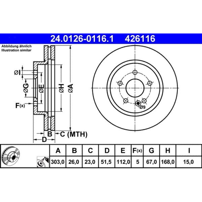 ATE Bremsscheibe Mercedes-Benz Vorderachse W163 2.3-4.3 98-05 24.0126-0116.1 ATE Bremsscheibe Mercedes-Benz Vorderachse W163 2.3-4.3 98-05 24.0126-0116.1