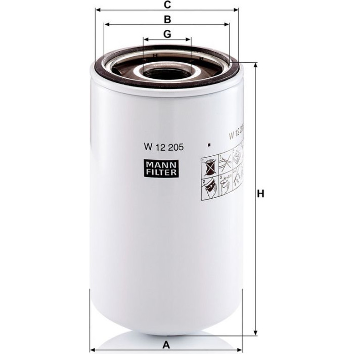 W 12 205 MANN-FILTER Ölfilter LKW W 12 205