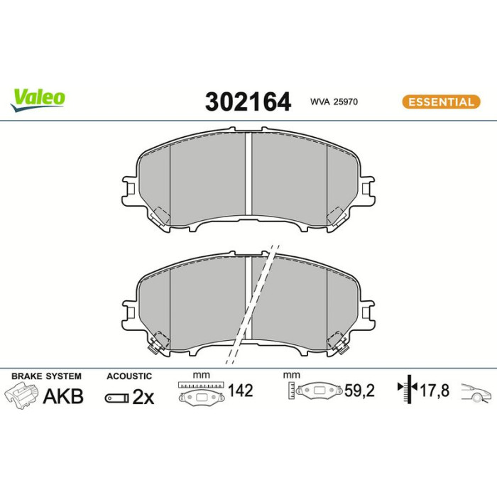 Valeo Bremsbelagsatz 302164 Valeo Bremsbelagsatz 302164