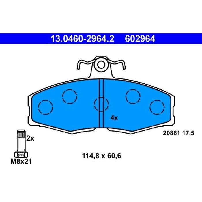 ATE Bremsbelagsatz Skoda Vorderachse Favorit/Felicia 89-02 13.0460-2964.2 ATE Bremsbelagsatz Skoda Vorderachse Favorit/Felicia 89-02 13.0460-2964.2