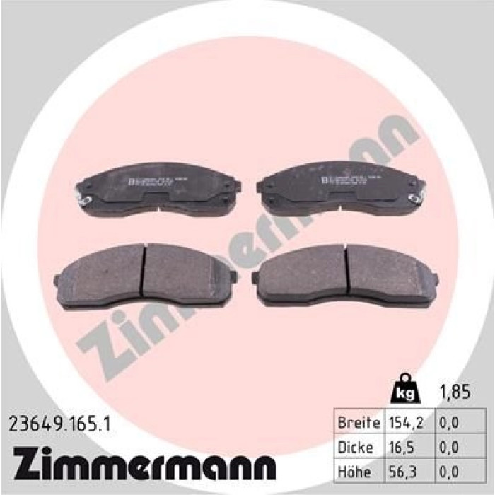 ZIMMERMANN Bremsbeläge 23649.165.1 ZIMMERMANN Bremsbeläge 23649.165.1
