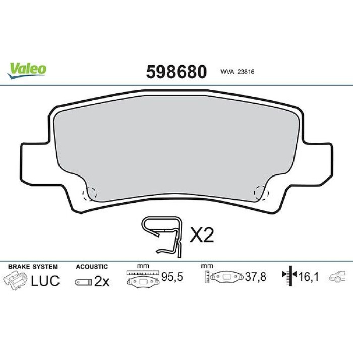 Valeo Bremsbelagsatz 598680 Valeo Bremsbelagsatz 598680
