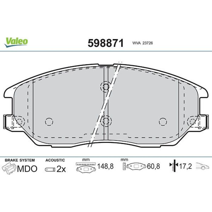 Valeo Bremsbelagsatz 598871 Valeo Bremsbelagsatz 598871