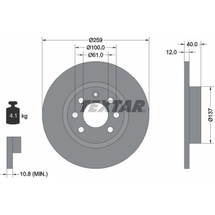 Textar Bremsscheibe 92050600 Textar Bremsscheibe 92050600
