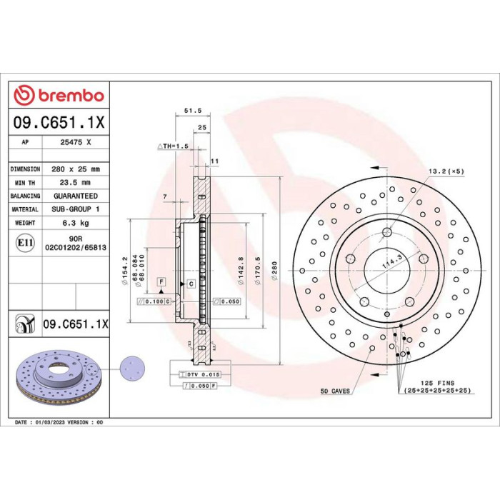 Brembo Bremsscheibe 09.C651.1X Brembo Bremsscheibe 09.C651.1X