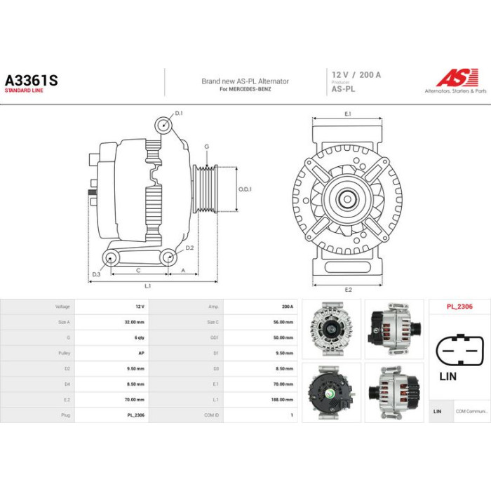 A3361S AS-PL Lichtmaschine (Generator) A3361S