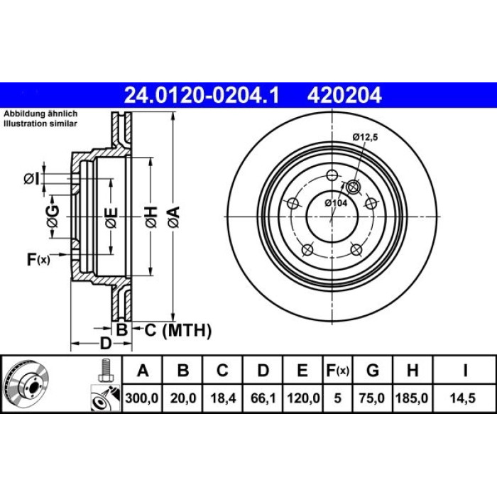 ATE Bremsscheibe BMW Hinterachse E87/E90 24.0120-0204.1 ATE Bremsscheibe BMW Hinterachse E87/E90 24.0120-0204.1