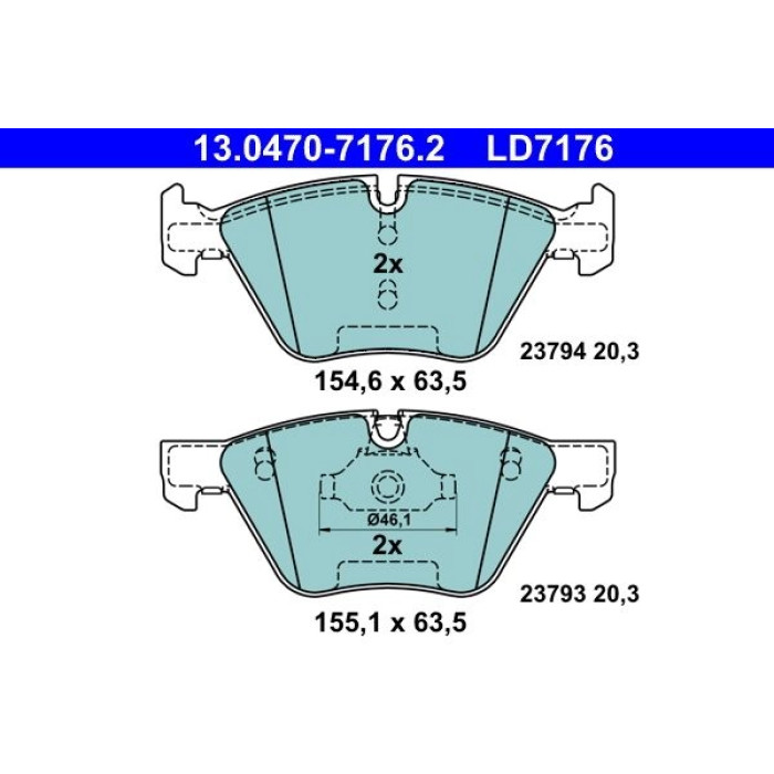 ATE Bremsbelagsatz BMW S. 5 03-10 Keramik 13.0470-7176.2 ATE Bremsbelagsatz BMW S. 5 03-10 Keramik 13.0470-7176.2