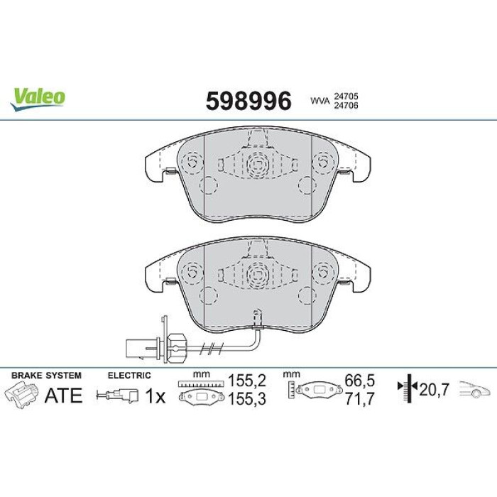 Valeo Bremsbelagsatz 598996 Valeo Bremsbelagsatz 598996