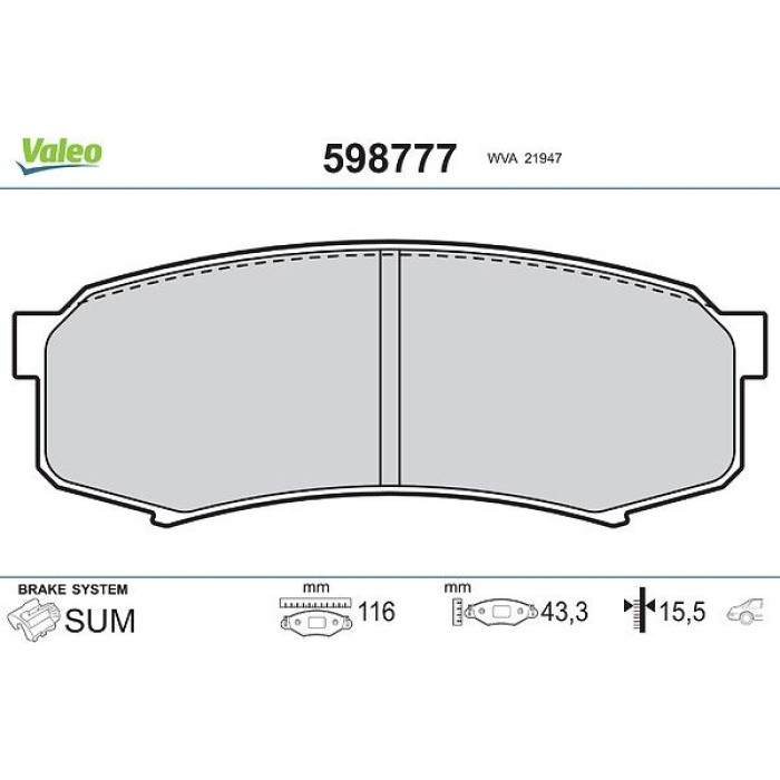 Valeo Bremsbelagsatz 598777 Valeo Bremsbelagsatz 598777