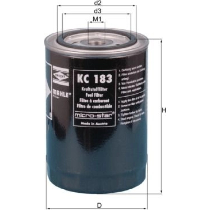 MAHLE Kraftstofffilter KC 183 MAHLE Kraftstofffilter KC 183