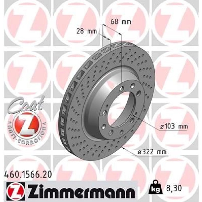 Zimmermann Bremsscheibe Hinterachse links 460.1566.20 Zimmermann Bremsscheibe Hinterachse links 460.1566.20