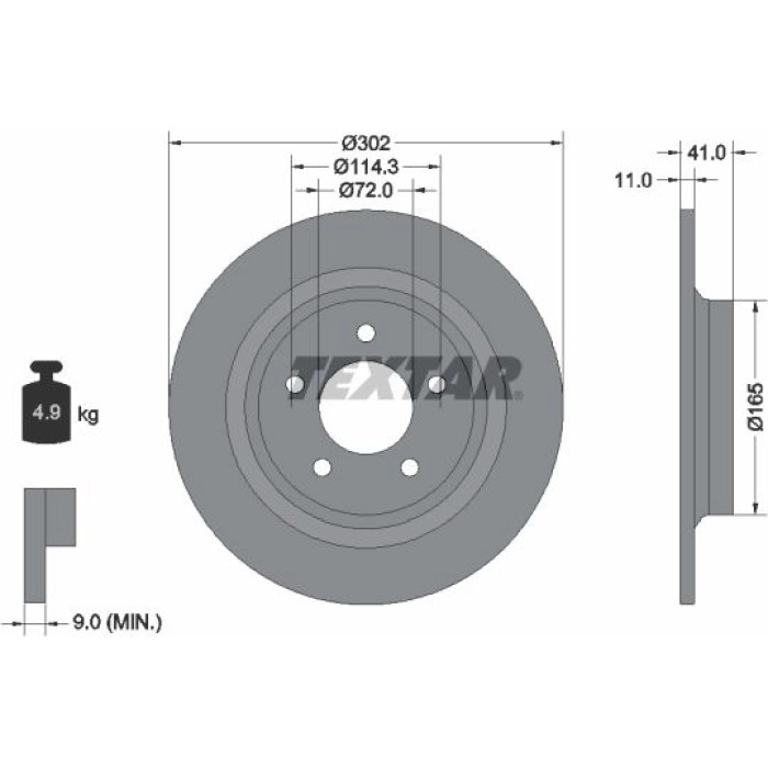 Textar Bremsscheibe 92148200 – 16 Zoll Textar Bremsscheibe 92148200 – 16 Zoll