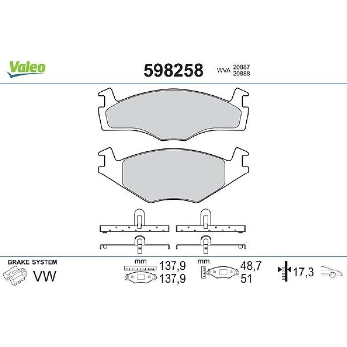 Valeo Bremsbelagsatz 598258 Valeo Bremsbelagsatz 598258