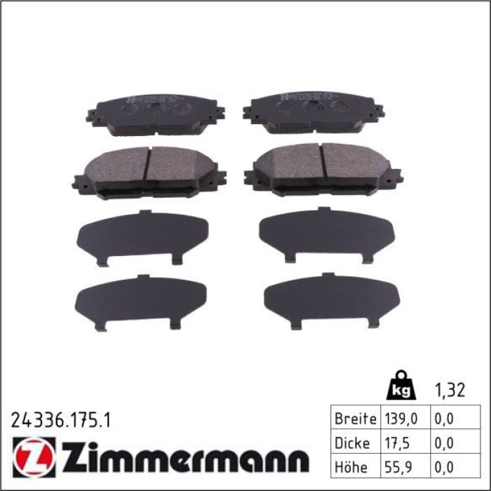 ZIMMERMANN Bremsbeläge 24336.175.1 ZIMMERMANN Bremsbeläge 24336.175.1