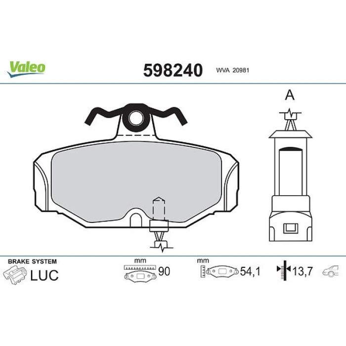 Valeo Bremsbelagsatz 598240 Valeo Bremsbelagsatz 598240