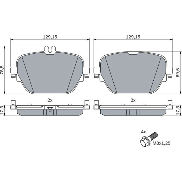 Bosch Bremsbelagsatz Hinterachse 0 986 424 858 Bosch Bremsbelagsatz Hinterachse 0 986 424 858