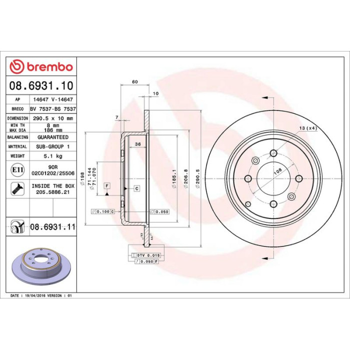 Brembo Bremsscheibe 08.6931.10 Brembo Bremsscheibe 08.6931.10