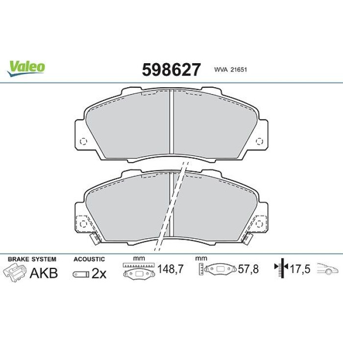 Valeo Bremsbelagsatz 598627 Valeo Bremsbelagsatz 598627