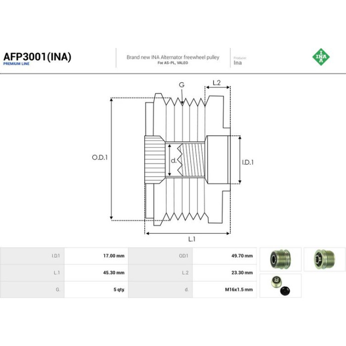 AS-PL Freilauf AFP3001(INA) AS-PL Freilauf AFP3001(INA)