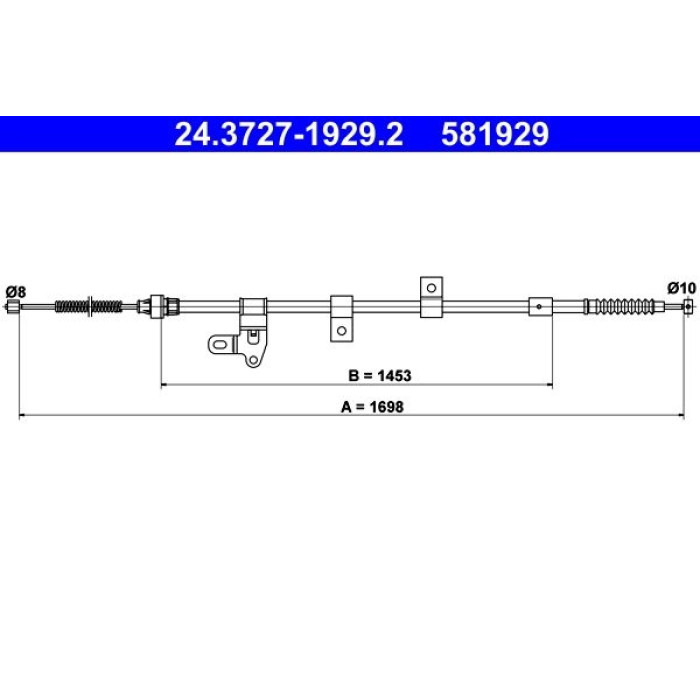 ATE Handbremsseil 24.3727-1929.2 ATE Handbremsseil 24.3727-1929.2