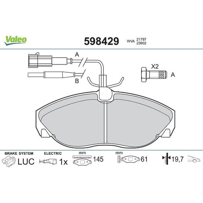 Valeo Bremsbelagsatz 598429 Valeo Bremsbelagsatz 598429