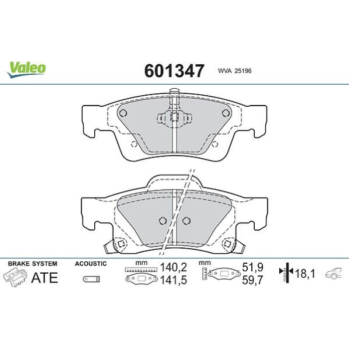 Valeo Bremsbelagsatz 601347 Valeo Bremsbelagsatz 601347