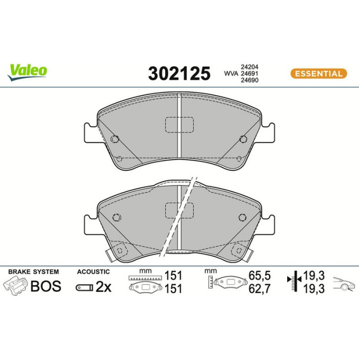 Valeo Bremsbelagsatz 302125 Valeo Bremsbelagsatz 302125