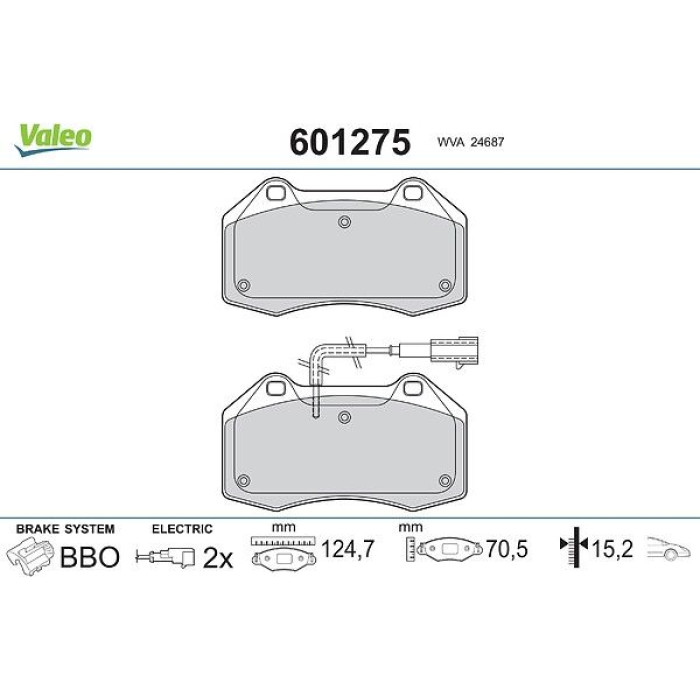 Valeo Bremsbelagsatz 601275 Valeo Bremsbelagsatz 601275