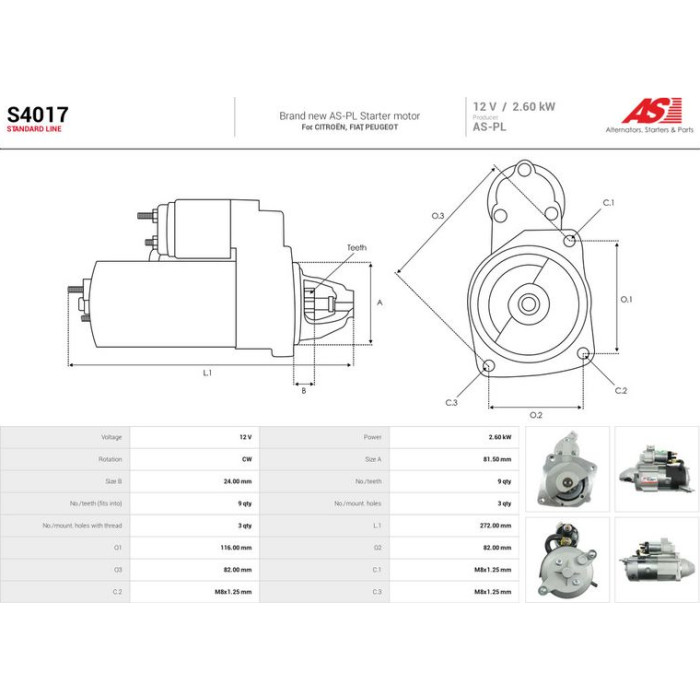S4017 AS-PL Anlasser (Starter) S4017 S4017 AS-PL Anlasser (Starter) S4017