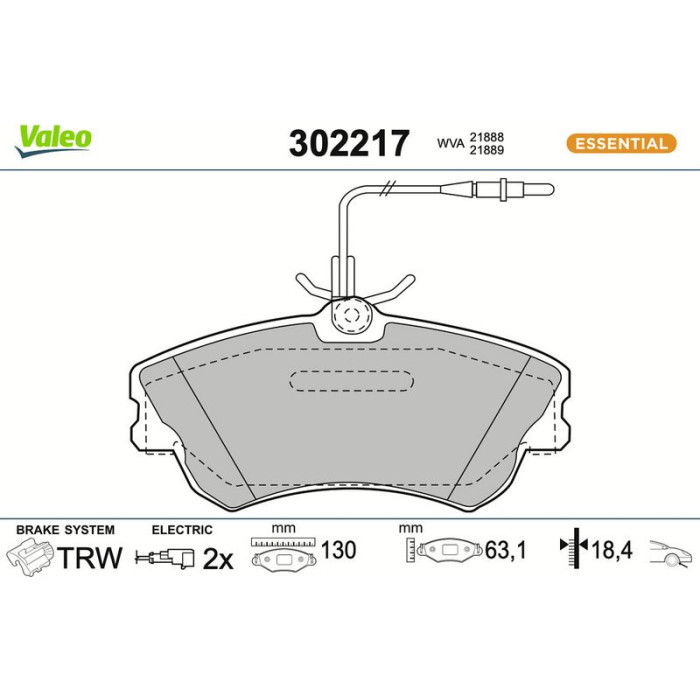 Valeo Bremsbelagsatz 302217 Valeo Bremsbelagsatz 302217
