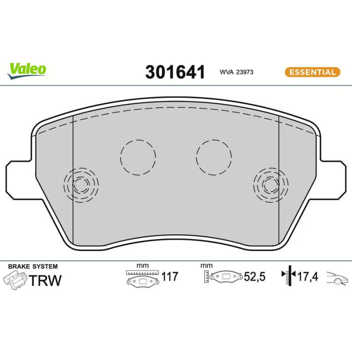 Valeo Bremsbelagsatz 301641 Valeo Bremsbelagsatz 301641
