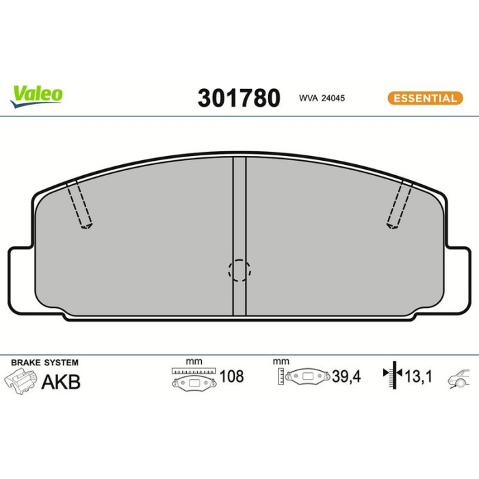 Valeo Bremsbelagsatz 301780 Valeo Bremsbelagsatz 301780