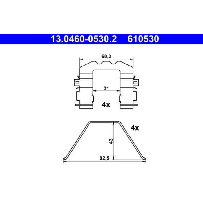 ATE Zubehörsatz Bremsbeläge 13.0460-0530.2 ATE Zubehörsatz Bremsbeläge 13.0460-0530.2