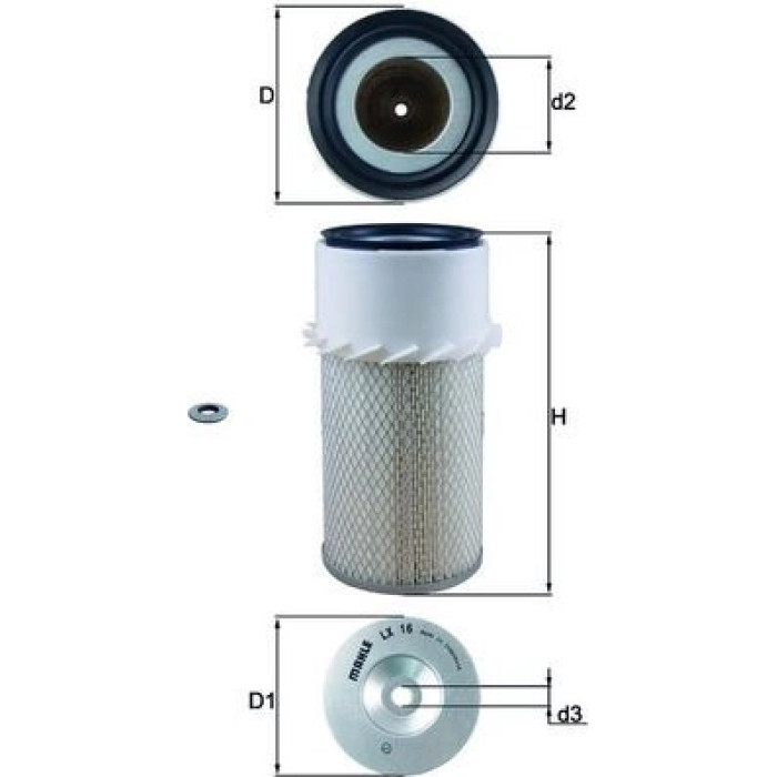 LX 16 MAHLE Luftfilter LX 16, Filtereinsatz, Höhe 288 mm – u. a. für Hyundai Galloper I, H100 Bus (P), H100 Kasten – OE Nummer J3564042 - l LX 16 MAHLE Luftfilter LX 16, Filtereinsatz, Höhe 288 mm – u. a. für Hyundai Galloper I, H100 Bus (P), H100 Kasten – OE Nummer J3564042 - l