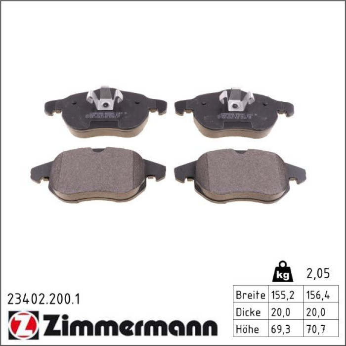 ZIMMERMANN Bremsbeläge 23402.200.1 ZIMMERMANN Bremsbeläge 23402.200.1