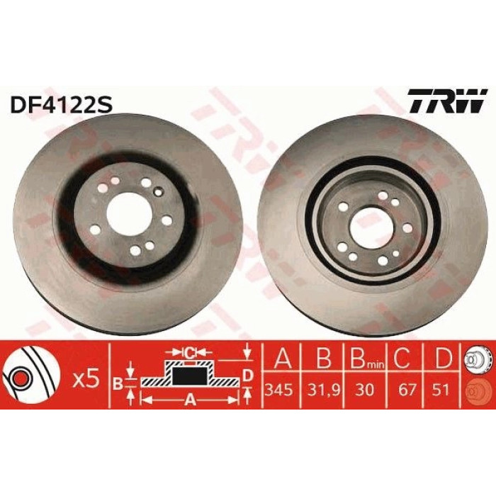 TRW Bremsscheibe Mercedes-Benz W163 98 DF4222S TRW Bremsscheibe Mercedes-Benz W163 98 DF4222S
