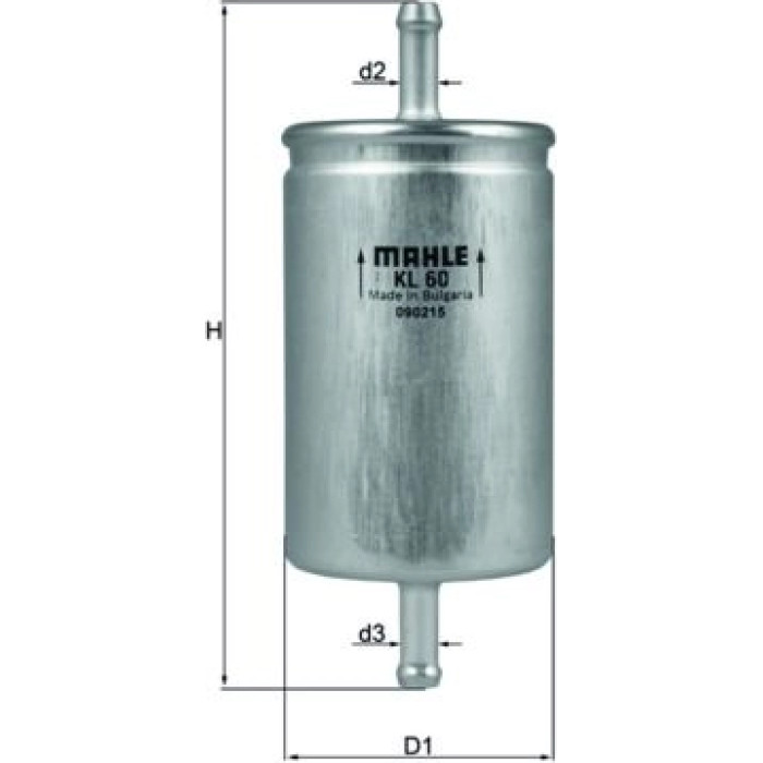 KL 60 MAHLE Kraftstofffilter KL 60, Leitungsfilter, Höhe 139 mm – u. a. für VW Polo III (6N1), VW Caddy II Großraumlimousine (9K9B), VW II Kasten/Großraumlimousine (9K9A) – OE Nummer 004312114 - l KL 60 MAHLE Kraftstofffilter KL 60, Leitungsfilter, Höhe 139 mm – u. a. für VW Polo III (6N1), VW Caddy II Großraumlimousine (9K9B), VW II Kasten/Großraumlimousine (9K9A) – OE Nummer 004312114 - l