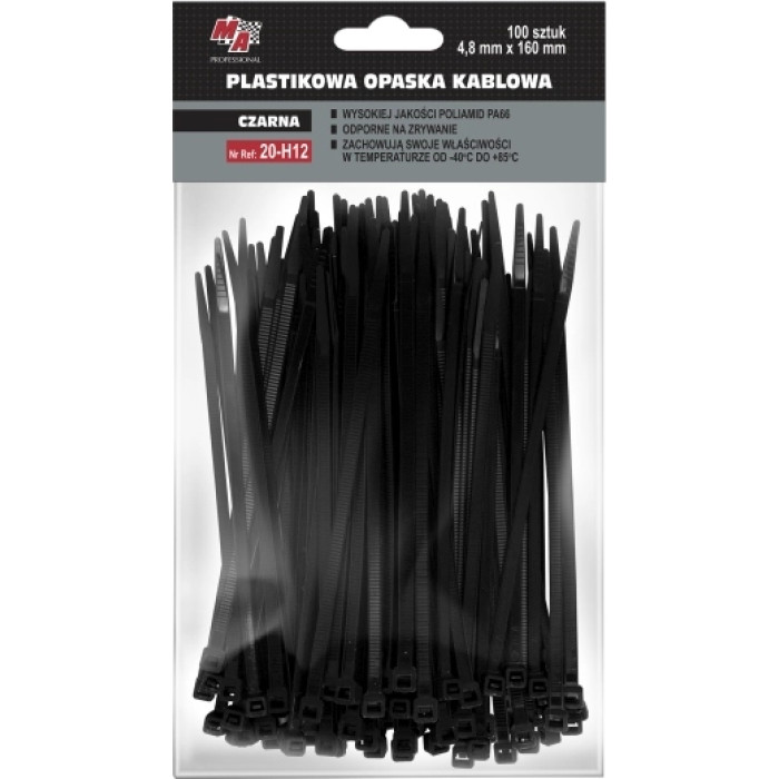 20-H12 MOJE AUTO AMT20-H12 Kabelbinder 4,8 x 160 (1 Pack 100 Stück) Schwarz