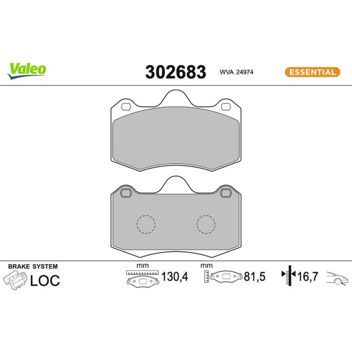 Valeo Bremsbelagsatz 302683 Valeo Bremsbelagsatz 302683