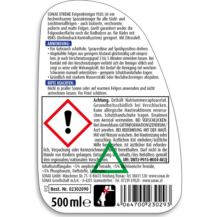 Sonax Xtreme Felgenreiniger PLUS 500ml 02302090 Sonax Xtreme Felgenreiniger PLUS 500ml 02302090