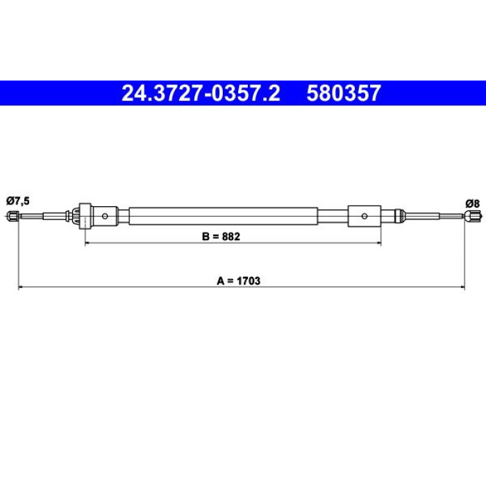 ATE Handbremsseil 24.3727-0357.2 ATE Handbremsseil 24.3727-0357.2
