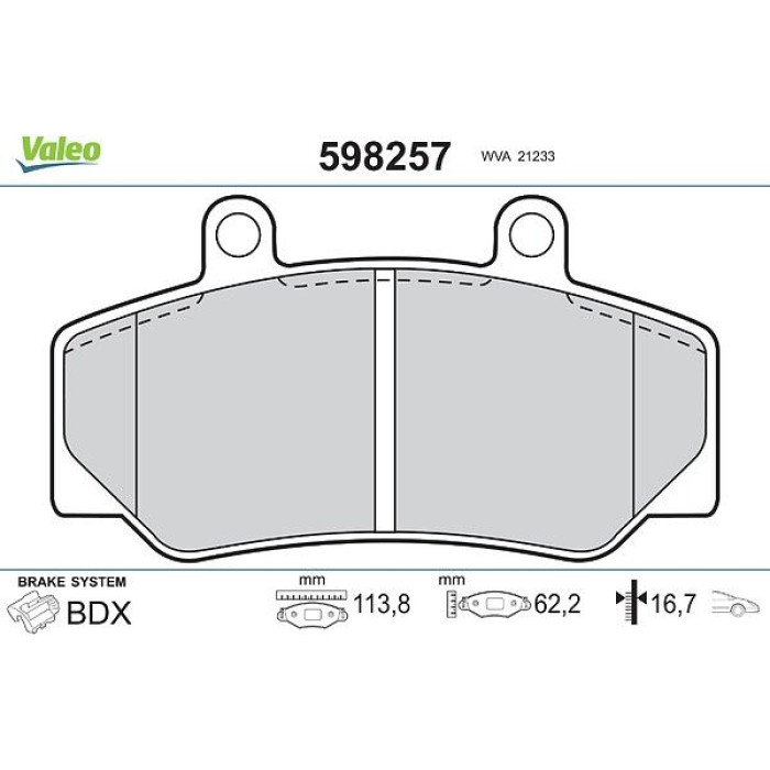Valeo Bremsbelagsatz 598257 Valeo Bremsbelagsatz 598257