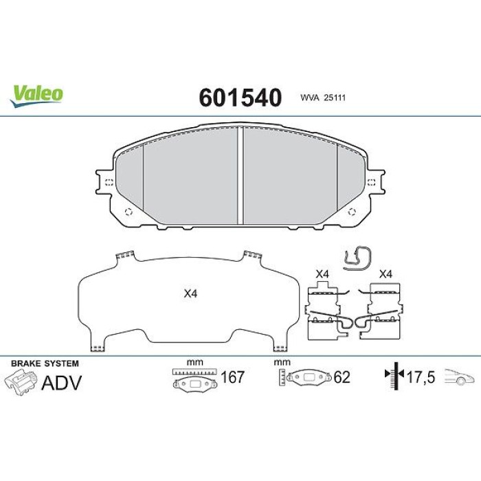 Valeo Bremsbelagsatz 601540 Valeo Bremsbelagsatz 601540