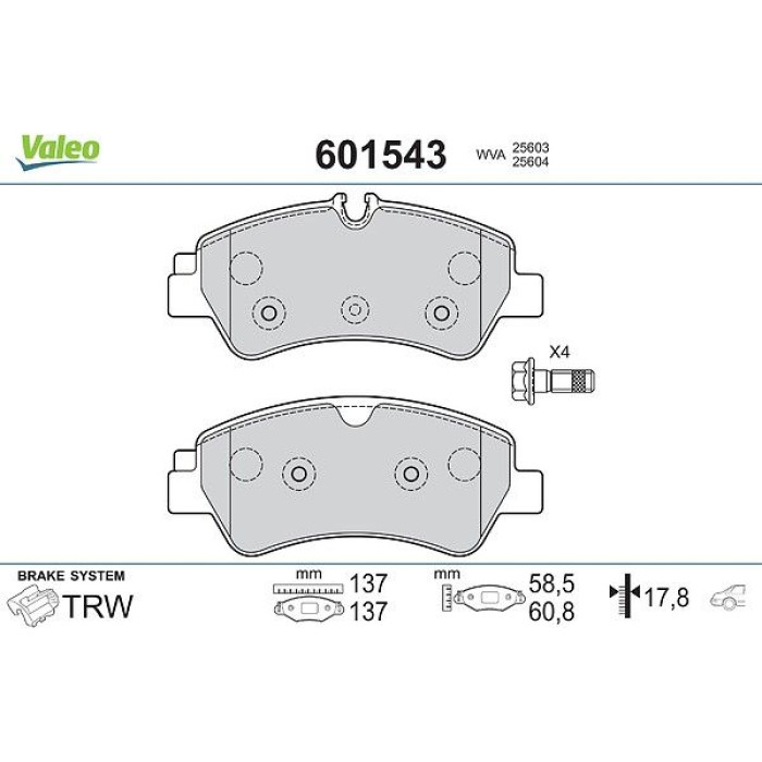 Valeo Bremsbelagsatz 601543 Valeo Bremsbelagsatz 601543